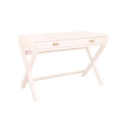 Sara 44 in. W Rectangular Light Pink 2-Drawer Writing Desk by Linon Home Decor