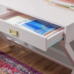 Sara 44 in. W Rectangular Light Pink 2-Drawer Writing Desk by Linon Home Decor -Linon Home Decor Shop light pink linon home decor writing desks thd03716 77 1000