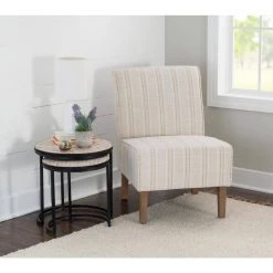 Lily Linen Stripe Upholstered Slipper Chair by Linon Home Decor -Linon Home Decor Shop linen stripe linon home decor accent chairs thd02718 31 1000