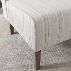 Lily Linen Stripe Upholstered Slipper Chair by Linon Home Decor -Linon Home Decor Shop linen stripe linon home decor accent chairs thd02718 76 1000