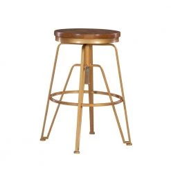 Justine Matte Gold 25 in. - 29 in. Adjustable Workshop Stool by Linon Home Decor