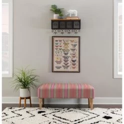 Kelsey Multicolored Bench with Striped Upholstery 40 in. W x 20 in. D x 18 in. H by Linon Home Decor 13 Kelsey Multicolored Bench with Striped Upholstery 40 in. W x 20 in. D x 18 in. H by Linon Home Decor -Linon Home Decor Shop multi color wide stripe linon home decor bedroom benches thd03147 31 1000