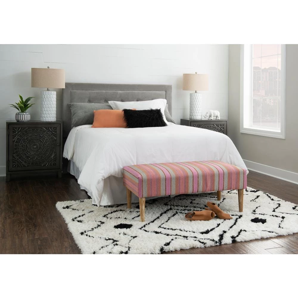 Kelsey Multicolored Bench with Striped Upholstery 40 in. W x 20 in. D x 18 in. H by Linon Home Decor 6 Kelsey Multicolored Bench with Striped Upholstery 40 in. W x 20 in. D x 18 in. H by Linon Home Decor - Image 4