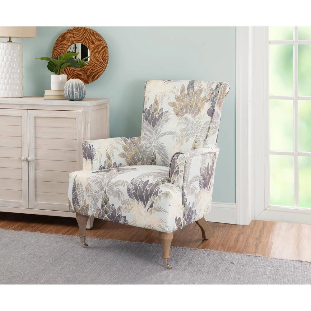 Kennard Multi-Colored Abstract Leaf Armchair by Linon Home Decor - Image 7