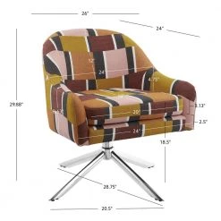 Joslyn Multi Swivel Polyester Fabric Accent Chair by Linon Home Decor -Linon Home Decor Shop multi colored linon home decor accent chairs thd04091 1f 1000