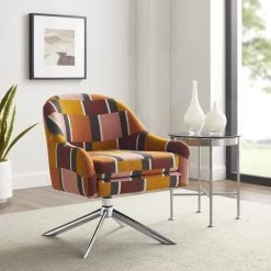 Joslyn Multi Swivel Polyester Fabric Accent Chair by Linon Home Decor -Linon Home Decor Shop multi colored linon home decor accent chairs thd04091 31 1000