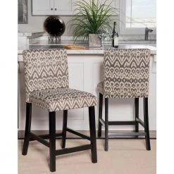 Morocco 24 in. Gray Cushioned Bar Stool by Linon Home Decor -Linon Home Decor Shop multi colored linon home decor bar stools 0225drif 01 kd u 31 1000