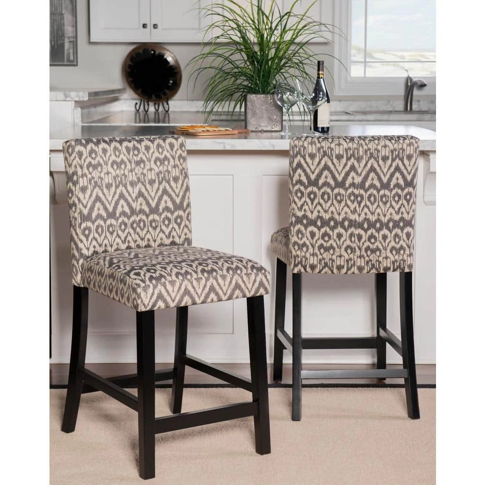 Morocco 24 in. Gray Cushioned Bar Stool by Linon Home Decor - Image 6