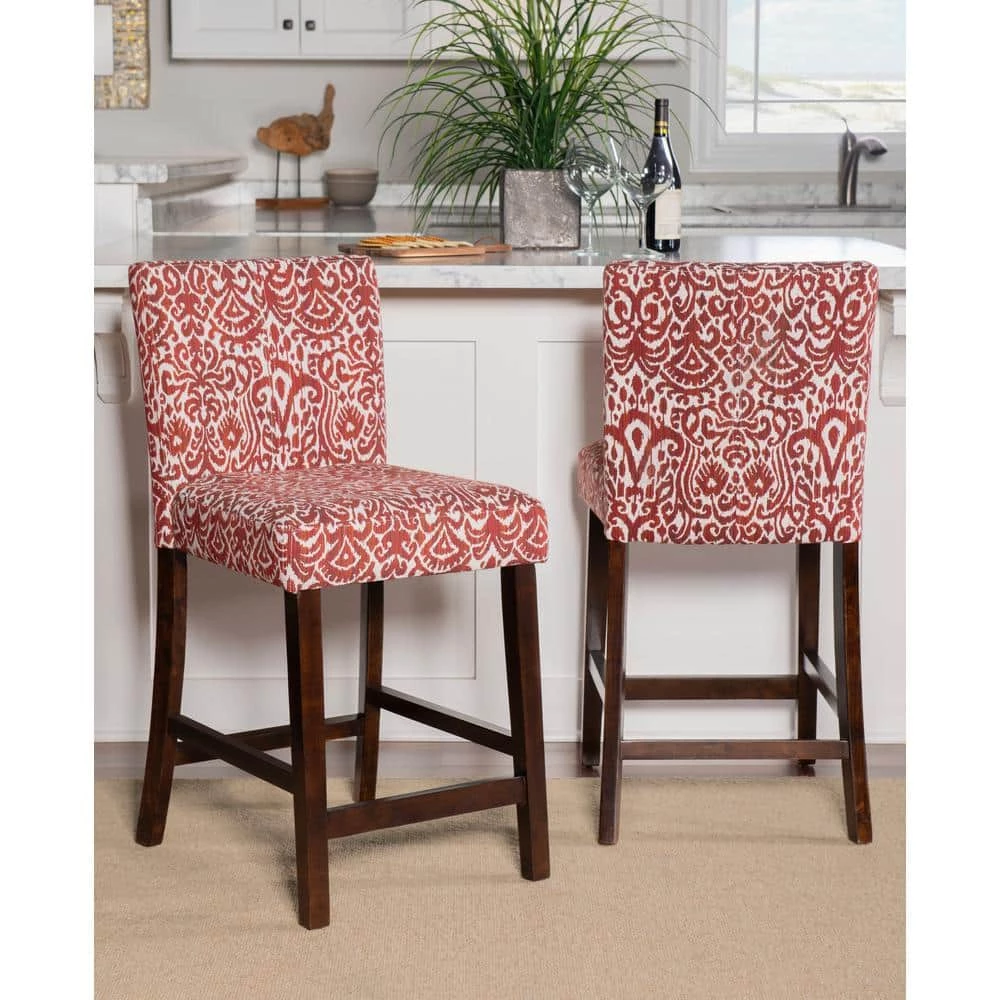 Morocco Lava 24 in. Red Cushioned Bar Stool by Linon Home Decor - Image 7