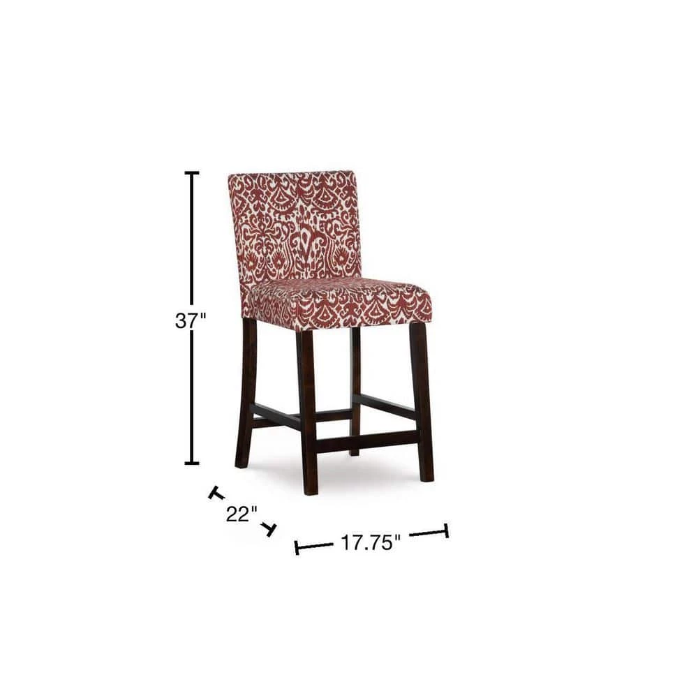 Morocco Lava 24 in. Red Cushioned Bar Stool by Linon Home Decor - Image 3