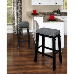 Aimee Black and White Tweed Backless Bar Stool by Linon Home Decor -Linon Home Decor Shop multi colored linon home decor bar stools thd00595 31 1000