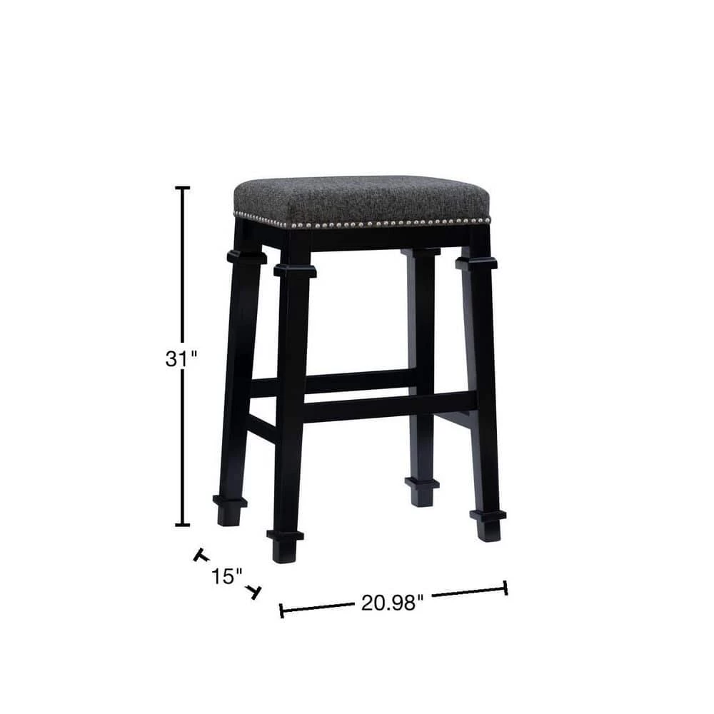 Aimee Black and White Tweed Backless Bar Stool by Linon Home Decor - Image 3