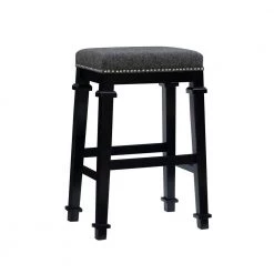 Aimee Black and White Tweed Backless Bar Stool by Linon Home Decor