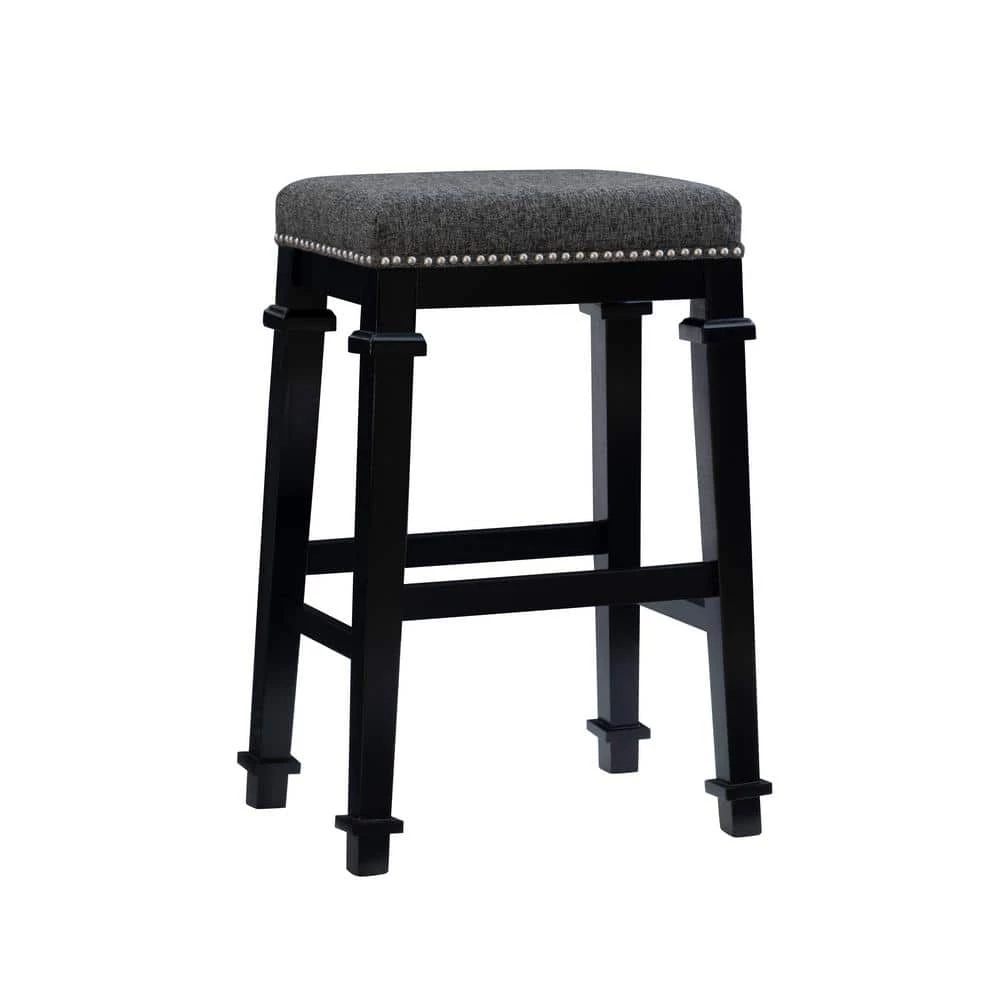 Aimee Black and White Tweed Backless Bar Stool by Linon Home Decor