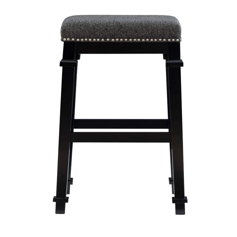 Aimee Black and White Tweed Backless Bar Stool by Linon Home Decor - Image 5