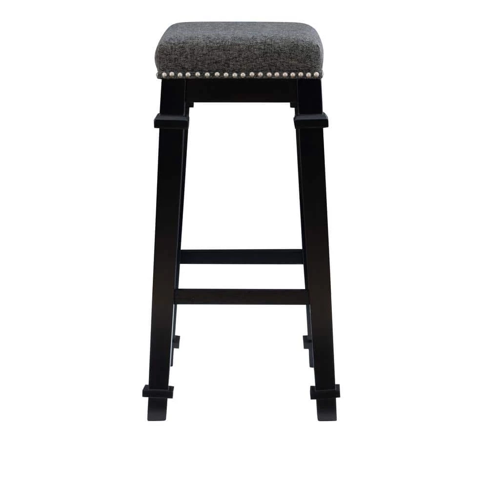 Aimee Black and White Tweed Backless Bar Stool by Linon Home Decor - Image 2