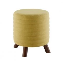 Anslee Mustard Polyester Ottoman by Linon Home Decor