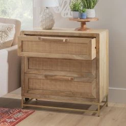 Casper Natural Rattan Cabinet Three Drawer by Linon Home Decor -Linon Home Decor Shop natural linon home decor accent cabinets hd221823 1f 1000