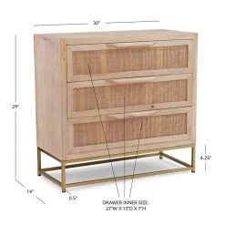 Casper Natural Rattan Cabinet Three Drawer by Linon Home Decor -Linon Home Decor Shop natural linon home decor accent cabinets hd221823 76 1000