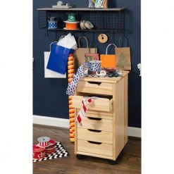 McLeod Natural 6-Drawer Rolling Storage Cart by Linon Home Decor -Linon Home Decor Shop natural linon home decor accent cabinets thd02089 1f 1000