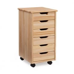 McLeod Natural 6-Drawer Rolling Storage Cart by Linon Home Decor -Linon Home Decor Shop natural linon home decor accent cabinets thd02089 c3 1000