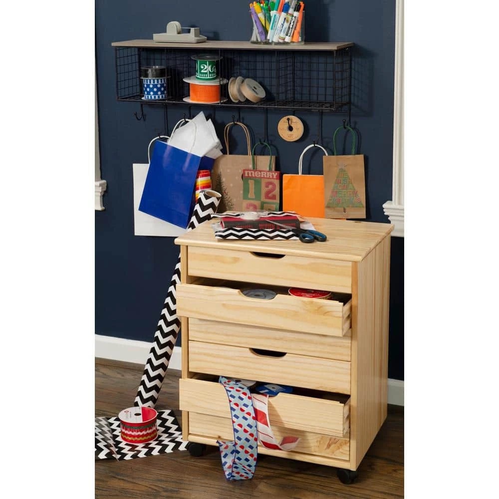 McLeod Natural 6-Drawer Wide Roll Cart by Linon Home Decor 9 McLeod Natural 6-Drawer Wide Roll Cart by Linon Home Decor - Image 7