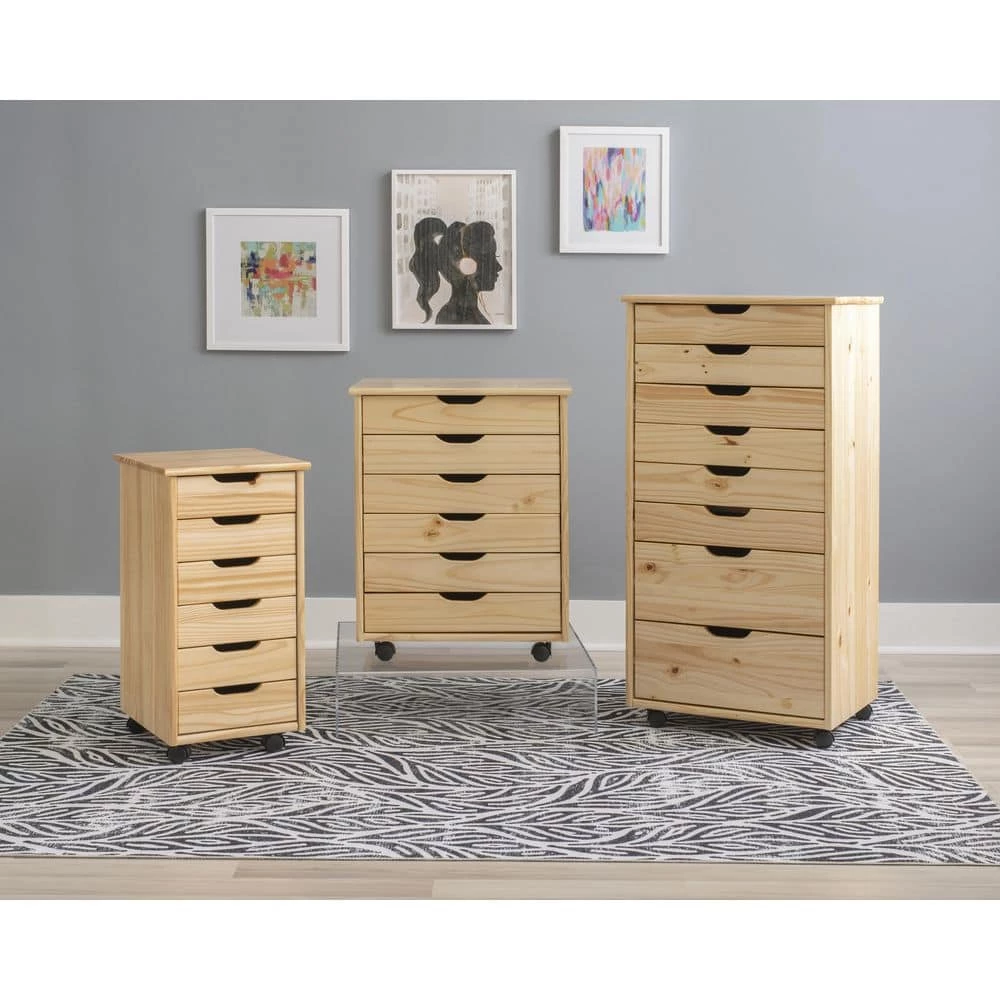 McLeod Natural 6-Drawer Wide Roll Cart by Linon Home Decor 10 McLeod Natural 6-Drawer Wide Roll Cart by Linon Home Decor - Image 8