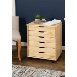 McLeod Natural 6-Drawer Wide Roll Cart by Linon Home Decor 16 McLeod Natural 6-Drawer Wide Roll Cart by Linon Home Decor -Linon Home Decor Shop natural linon home decor accent cabinets thd02092 4f 1000