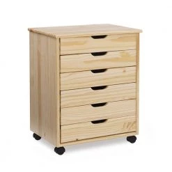 McLeod Natural 6-Drawer Wide Roll Cart by Linon Home Decor