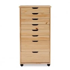 McLeod Natural Eight Drawer Rolling Storage Cart by Linon Home Decor
