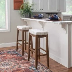 Memphis 32 in. Char Striped Backless Upholstered Seat Barstool by Linon Home Decor -Linon Home Decor Shop natural linon home decor bar stools thd03557 4f 1000