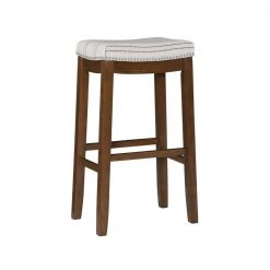 Memphis 32 in. Char Striped Backless Upholstered Seat Barstool by Linon Home Decor