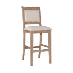 Brahm 46.75 in. H Natural wood Full Back Barstool by Linon Home Decor