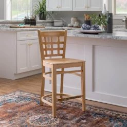 Olympia Natural 37.75 in. H Counter-stool w/wood seat (Set of 2) by Linon Home Decor -Linon Home Decor Shop natural linon home decor bar stools thdac04017 44 1000