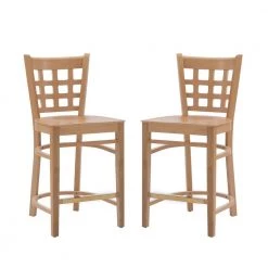 Olympia Natural 37.75 in. H Counter-stool w/wood seat (Set of 2) by Linon Home Decor