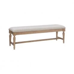 Galena Natural 60 in. Bench with Cushioned Seat and Nailhead Accents by Linon Home Decor