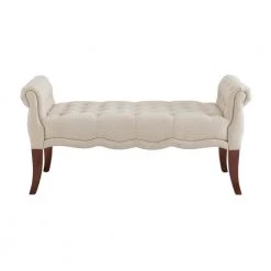 Charley Natural Roll Arm Bench with Button Tufting 49.5"W x 16.5"D x 24.5"H by Linon Home Decor 12 Charley Natural Roll Arm Bench with Button Tufting 49.5"W x 16.5"D x 24.5"H by Linon Home Decor -Linon Home Decor Shop natural linon home decor bedroom benches thd03424 c3 1000