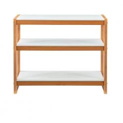 Henry 29.5 in. White and Natural Wood 3-Shelf Low Bookcase by Linon Home Decor -Linon Home Decor Shop natural linon home decor bookcases bookshelves thd03177 c3 1000