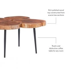 Rose 25 in. W Natural Brown Live Edge Rectangle Wood Top Small Coffee Table by Linon Home Decor -Linon Home Decor Shop natural linon home decor coffee tables hd221918 4f 1000