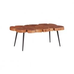 Rose 38 in. W Natural Brown Live Edge Large Rectangle Wood Top Coffee Table by Linon Home Decor