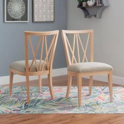 Minden Natural Dining Chair with UPH Seat (2-Pack) by Linon Home Decor -Linon Home Decor Shop natural linon home decor dining chairs thdac03729 31 1000