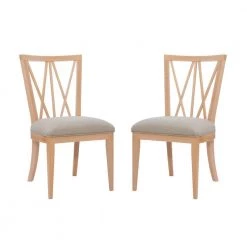 Minden Natural Dining Chair with UPH Seat (2-Pack) by Linon Home Decor