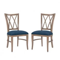 Linon Home Decor Shop 20 Elko Natural Dining Chair with UPH Blue Seat (2-Pack) by Linon Home Decor