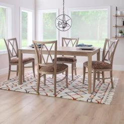 Elko Natural Dining Chair with UPH Flower Seat (2-Pack) by Linon Home Decor -Linon Home Decor Shop natural linon home decor dining chairs thdac03734 44 1000