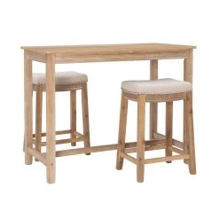 Concord 3-Pieces Natural Wood top Counter Set by Linon Home Decor