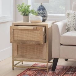 Casper 18 in. W Natural Rattan Cabinet 2-Drawer Rectangle Wood Top Side Table by Linon Home Decor 21 Casper 18 in. W Natural Rattan Cabinet 2-Drawer Rectangle Wood Top Side Table by Linon Home Decor -Linon Home Decor Shop natural linon home decor end side tables hd221822 1f 1000