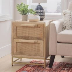 Casper 18 in. W Natural Rattan Cabinet 2-Drawer Rectangle Wood Top Side Table by Linon Home Decor 25 Casper 18 in. W Natural Rattan Cabinet 2-Drawer Rectangle Wood Top Side Table by Linon Home Decor -Linon Home Decor Shop natural linon home decor end side tables hd221822 31 1000