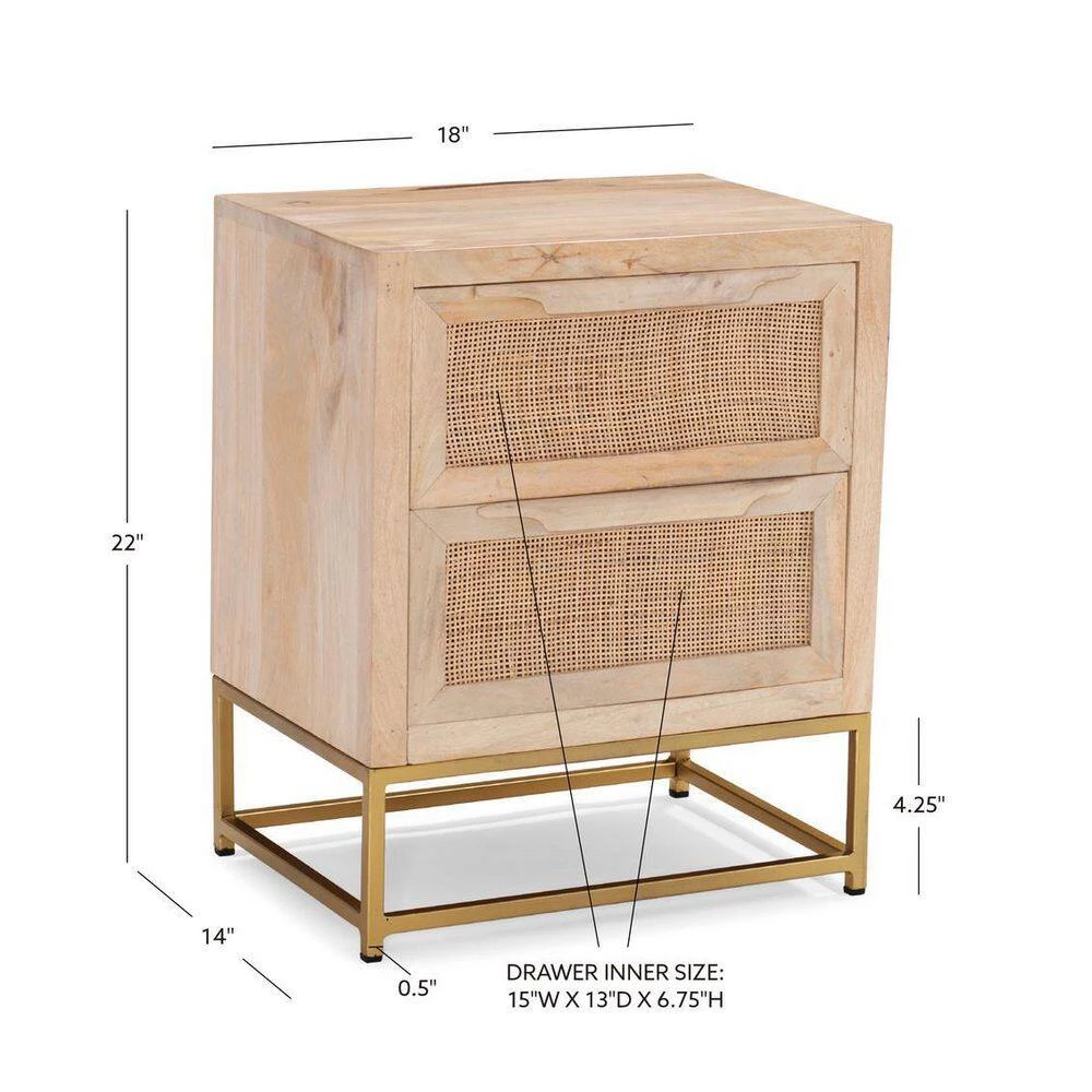 Casper 18 in. W Natural Rattan Cabinet 2-Drawer Rectangle Wood Top Side Table by Linon Home Decor 13 Casper 18 in. W Natural Rattan Cabinet 2-Drawer Rectangle Wood Top Side Table by Linon Home Decor - Image 11