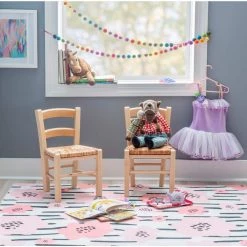 Sophie Natural Wood with Woven Rush Seat Kids Chair (Set of 2) by Linon Home Decor -Linon Home Decor Shop natural linon home decor kids chairs thd03169 31 1000