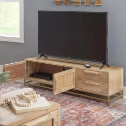 Casper Natural Rattan Cabinet Media Center by Linon Home Decor -Linon Home Decor Shop natural linon home decor media storage hd221824 1f 1000